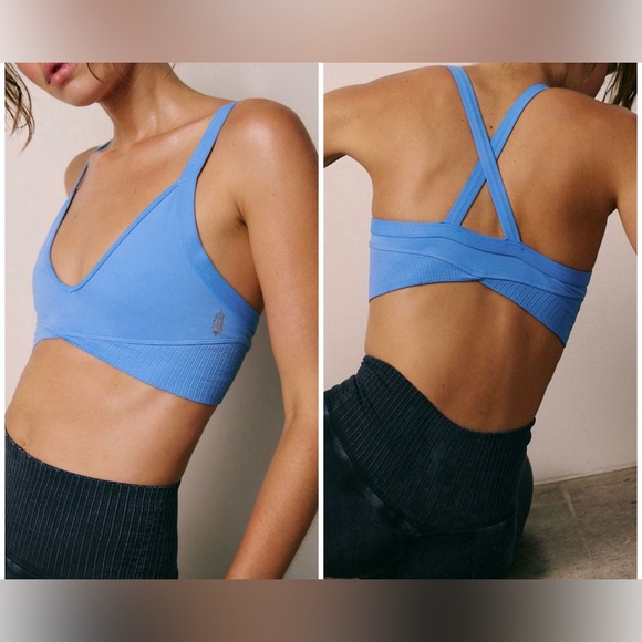 Free People Other - NWT Free People FP Movement Good Karma Super Plunge Bra - cosmic blue - XL